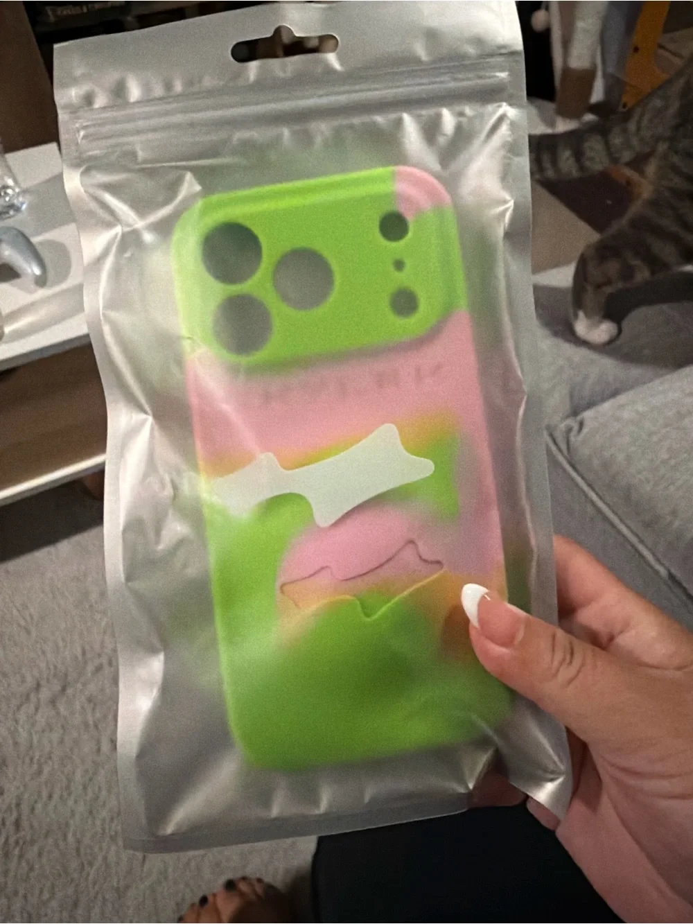 Soft Silicone Pink & Green Phone Case